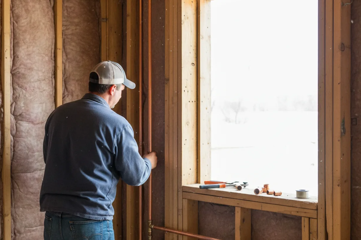 Licensed plumber running new copper supply lines in a Prairie Village home