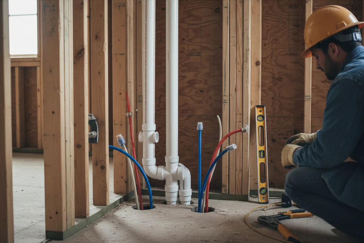 Drain and supply rough-in during Toilet Repair and Installation in Prairie Village